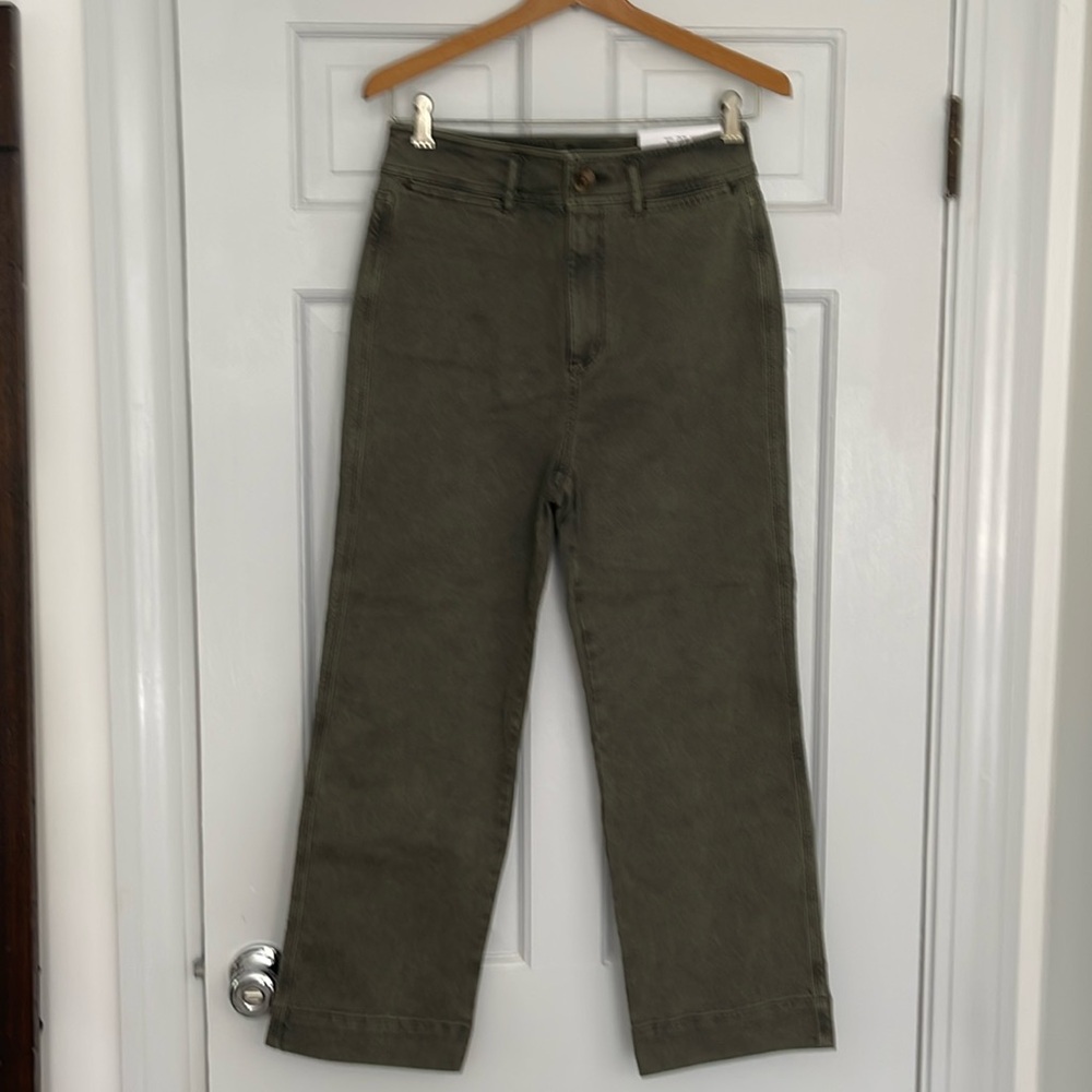 Olive Green Straight-Leg Pants